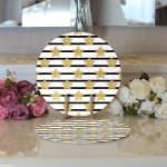 Realhomes Beyaz Zemin Üzerinde Gold Detaylı Yıldız Desenli Modern 2'li Yuvarlak Servis Altlığı - Supla Realhomes