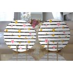 - Supla2li-8292-Gorsel2 - Realhomes Realhomes Beyaz Zemin Üzerinde Siyah Çizgili Renkli Yıldız Desenli 2'li Yuvarlak Servis Altlığı - Supla Realhomes