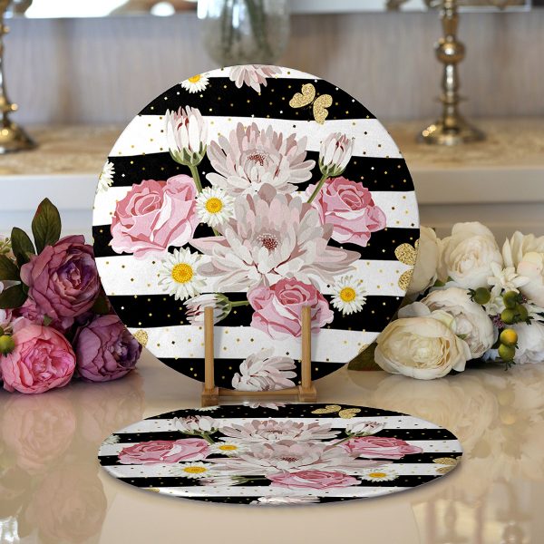 Realhomes Beatiful Cactus Dijital Baskılı Modern 2'li Yuvarlak Servis Altlığı - Supla Realhomes