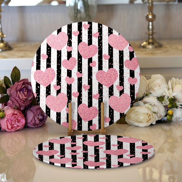 - Supla2li-8302-Gorsel1 - Realhomes  Realhomes Altın Detaylı Geyikler Desenli Modern 2'li Yuvarlak Servis Altlığı - Supla Realhomes