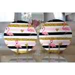 - Supla2li-8303-Gorsel2 - Realhomes Realhomes Beyaz Zemin Üzerinde Flamingo Desenli Gold Detaylı Yatay Çizgi 2'li Yuvarlak Servis Altlığı - Supla Realhomes