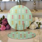 - Supla2li-8306-Gorsel1 - Realhomes Realhomes Pastel Zemin Üzerinde Ananas Desenli Dijital Baskılı Modern 2'li Yuvarlak Servis Altlığı - Supla Realhomes