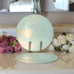 Realhomes Renkli Zeminli Soyut Mermer Desenli Dijital Baskılı Modern 2'li Yuvarlak Servis Altlığı - Supla Realhomes