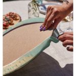 Realhomes Renkli Zeminli Soyut Mermer Desenli Dijital Baskılı Modern 2'li Yuvarlak Servis Altlığı - Supla Realhomes