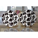 - Supla2li-8318-Gorsel2 - Realhomes Realhomes Beyaz Zemin Üzerinde Siyah Yaprak Desenli 2'li Yuvarlak Servis Altlığı - Supla Realhomes