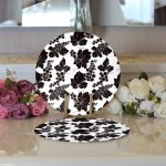 - Supla2li-8318-Gorsel3 - Realhomes Realhomes Beyaz Zemin Üzerinde Siyah Yaprak Desenli 2'li Yuvarlak Servis Altlığı - Supla Realhomes