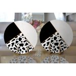 Realhomes Renkli Zeminli Siyah Puantiye Desenli Dijital Baskılı Modern 2'li Yuvarlak Servis Altlığı - Supla Realhomes