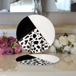 Realhomes Renkli Zeminli Siyah Puantiye Desenli Dijital Baskılı Modern 2'li Yuvarlak Servis Altlığı - Supla Realhomes