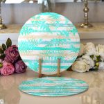 - Supla2li-8322-Gorsel1 - Realhomes Realhomes Beyaz Zeminli Renkli Yaprak Desenli Dijital Baskılı Modern 2'li Yuvarlak Servis Altlığı - Supla Realhomes