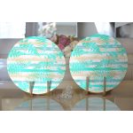 - Supla2li-8322-Gorsel2 - Realhomes Realhomes Beyaz Zeminli Renkli Yaprak Desenli Dijital Baskılı Modern 2'li Yuvarlak Servis Altlığı - Supla Realhomes