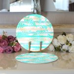 - Supla2li-8322-Gorsel3 - Realhomes Realhomes Beyaz Zeminli Renkli Yaprak Desenli Dijital Baskılı Modern 2'li Yuvarlak Servis Altlığı - Supla Realhomes