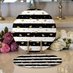 - Supla2li-8325-Gorsel1 - Realhomes Realhomes Beyaz Zemin Üzerinde Gold Detaylı Kalp Desenli Modern 2'li Yuvarlak Servis Altlığı - Supla Realhomes