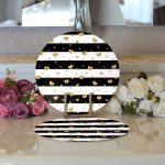 - Supla2li-8325-Gorsel3 - Realhomes Realhomes Beyaz Zemin Üzerinde Gold Detaylı Kalp Desenli Modern 2'li Yuvarlak Servis Altlığı - Supla Realhomes