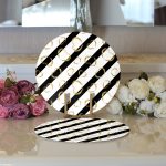 - Supla2li-8326-Gorsel3 - Realhomes Realhomes Beyaz Zemin Üzerinde Gold Detaylı Kalp Desenli Modern 2'li Yuvarlak Servis Altlığı - Supla Realhomes