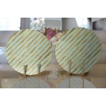 Realhomes Renkli Zemin Üzerinde Gold Detaylı Yatay Çizgili Modern 2'li Yuvarlak Servis Altlığı - Supla Realhomes