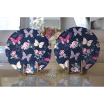 Realhomes Renkli Zemin Üzerinde Kelebek Desenli Dijital Baskılı Modern 2'li Yuvarlak Servis Altlığı - Supla Realhomes