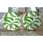 Realhomes Beyaz Zemin Üzerinde Yeşil Yaprak Desenli 2'li Yuvarlak Servis Altlığı - Supla Realhomes