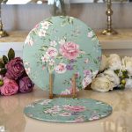 - Supla2li-8345-Gorsel1 - Realhomes Realhomes Renkli Zemin Üzerinde Gül Desenli Dijital Baskılı Modern 2'li Yuvarlak Servis Altlığı - Supla Realhomes