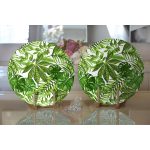 Realhomes Beyaz Zemin Üzerinde Yeşil Yaprak Desenli 2'li Yuvarlak Servis Altlığı - Supla Realhomes