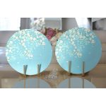 - Supla2li-8351-Gorsel2 - Realhomes Realhomes Mavi Zemin Üzerinde Papatya Desenli Dijital Baskılı Modern 2'li Yuvarlak Servis Altlığı - Supla Realhomes