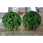 - Supla2li-8356-Gorsel2 - Realhomes Realhomes Siyah Zemin Üzerinde Yeşil Yaprak Desenli 2'li Yuvarlak Servis Altlığı - Supla Realhomes