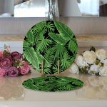 - Supla2li-8356-Gorsel3 - Realhomes Realhomes Siyah Zemin Üzerinde Yeşil Yaprak Desenli 2'li Yuvarlak Servis Altlığı - Supla Realhomes