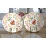 - Supla2li-8359-Gorsel2 - Realhomes  Realhomes Beyaz Zemin Üzerinde Sonbahar Yapraklı Kozalak Desenli 2'li Yuvarlak Servis Altlığı - Supla Realhomes