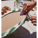 Realhomes Beyaz Zeminli Yeşi Yaprak Desenli Dijital Baskılı Modern 2'li Yuvarlak Servis Altlığı - Supla Realhomes