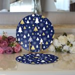 Realhomes Renkli Zeminli Çamağacı Desenli Dijital Baskılı Modern 2'li Yuvarlak Servis Altlığı - Supla Realhomes