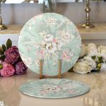 - Supla2li-8390-Gorsel1 - Realhomes Realhomes Rengarenk Zemin Üzerinde Çiçek Desenli Dijital Baskılı Modern 2'li Yuvarlak Servis Altlığı - Supla Realhomes