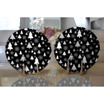 - Supla2li-8394-Gorsel2 - Realhomes Realhomes Siyah Zemin Üzerinde Yılbaşı Desenli Dijital Baskılı Modern 2'li Yuvarlak Servis Altlığı - Supla Realhomes