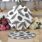 Realhomes Beyaz Zemin Üzerinde Kozalak Desenli Dijital Baskılı Modern 2'li Yuvarlak Servis Altlığı - Supla Realhomes