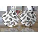 Realhomes Beyaz Zemin Üzerinde Kozalak Desenli Dijital Baskılı Modern 2'li Yuvarlak Servis Altlığı - Supla Realhomes