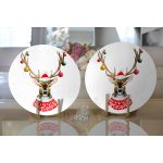 - Supla2li-840-Gorsel2 - Realhomes Realhomes Modern Geyik Desen Dijital Baskılı 2'li Yuvarlak Servis Altlığı - Supla Realhomes