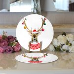 - Supla2li-840-Gorsel3 - Realhomes Realhomes Modern Geyik Desen Dijital Baskılı 2'li Yuvarlak Servis Altlığı - Supla Realhomes