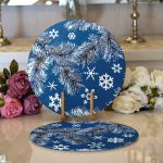 Realhomes Renkli Zeminli Kartanesi Desenli Dijital Baskılı Modern 2'li Yuvarlak Servis Altlığı - Supla Realhomes