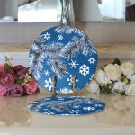 Realhomes Renkli Zeminli Kartanesi Desenli Dijital Baskılı Modern 2'li Yuvarlak Servis Altlığı - Supla Realhomes