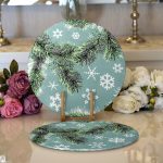 - Supla2li-8402-Gorsel1 - Realhomes Realhomes Renkli Zeminli Kartanesi Desenli Dijital Baskılı Modern 2'li Yuvarlak Servis Altlığı - Supla Realhomes