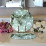 - Supla2li-8402-Gorsel3 - Realhomes Realhomes Renkli Zeminli Kartanesi Desenli Dijital Baskılı Modern 2'li Yuvarlak Servis Altlığı - Supla Realhomes