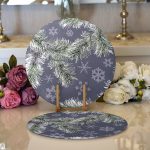 Realhomes Renkli Zeminli Kartanesi Desenli Dijital Baskılı Modern 2'li Yuvarlak Servis Altlığı - Supla Realhomes