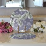 Realhomes Renkli Zeminli Kartanesi Desenli Dijital Baskılı Modern 2'li Yuvarlak Servis Altlığı - Supla Realhomes