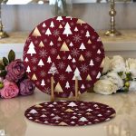 Realhomes Renkli Zeminli Çamağacı Desenli Dijital Baskılı Modern 2'li Yuvarlak Servis Altlığı - Supla Realhomes