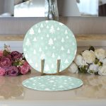 Realhomes Renkli Zeminli Çamağacı Desenli Dijital Baskılı Modern 2'li Yuvarlak Servis Altlığı - Supla Realhomes