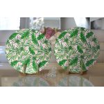 Realhomes Renkli Zemin Üzerinde Yaprak Desenli Dijital Baskılı Modern 2'li Yuvarlak Servis Altlığı - Supla Realhomes