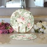 - Supla2li-8422-Gorsel3 - Realhomes  Realhomes Rengarenk Zemin Üzerinde Beyaz Çiçek Desenli 2'li Yuvarlak Servis Altlığı - Supla Realhomes