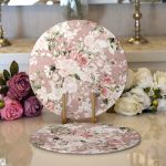 Realhomes Rengarenk Zemin Üzerinde Beyaz Çiçek Desenli 2'li Yuvarlak Servis Altlığı - Supla Realhomes