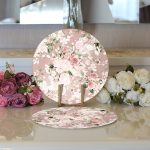 Realhomes Rengarenk Zemin Üzerinde Beyaz Çiçek Desenli 2'li Yuvarlak Servis Altlığı - Supla Realhomes