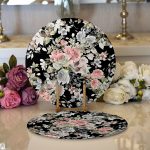 Realhomes Rengarenk Zemin Üzerinde Çiçek Desenli Dijital Baskılı Modern 2'li Yuvarlak Servis Altlığı - Supla Realhomes