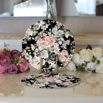 Realhomes Rengarenk Zemin Üzerinde Çiçek Desenli Dijital Baskılı Modern 2'li Yuvarlak Servis Altlığı - Supla Realhomes