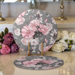 Realhomes Rengarenk Zemin Üzerinde Çiçek Desenli Dijital Baskılı Modern 2'li Yuvarlak Servis Altlığı - Supla Realhomes